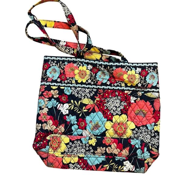 Vera Bradley Happy Snails Quilted Tote Bag Multicolor Floral Shoulder Purse OS - Picture 3 of 9